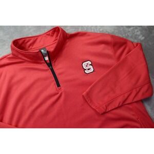 NC State Wolfpack Red 1/4 Zip Pullover Sweatshirt Men's Size 2XL